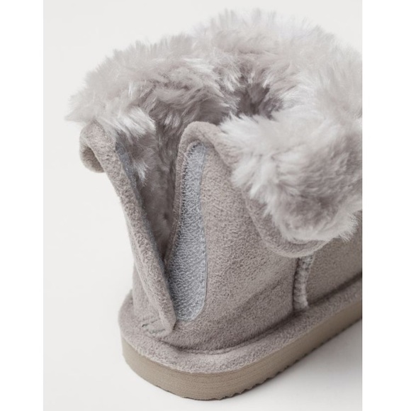 H&M Baby Faux Fur Warm-Lined Lt. Gray Suede Boots - Picture 2 of 10